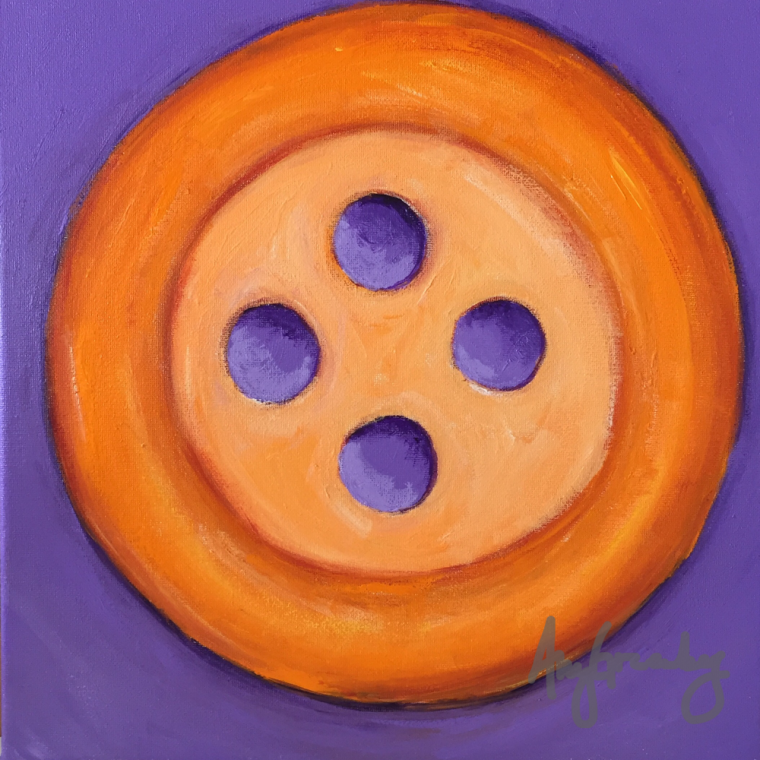 "Orange Button" - 12x12 acrylic on canvas Copyright - Amy Greenberg